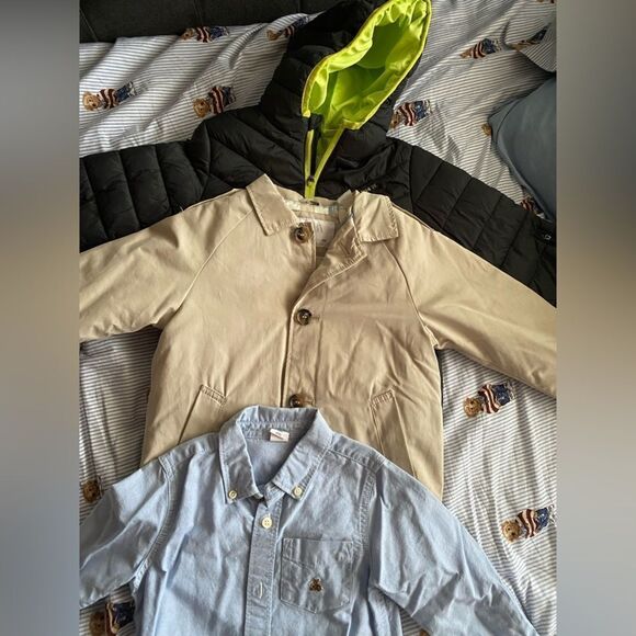 Zara Baby Zara Boys Full Zip  Jacket Button Up Top Cream Sz 3-4 Shirt Blue Lot 3 - Picture 1 of 14